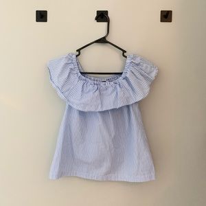 Striped Ruffled Neckline Top